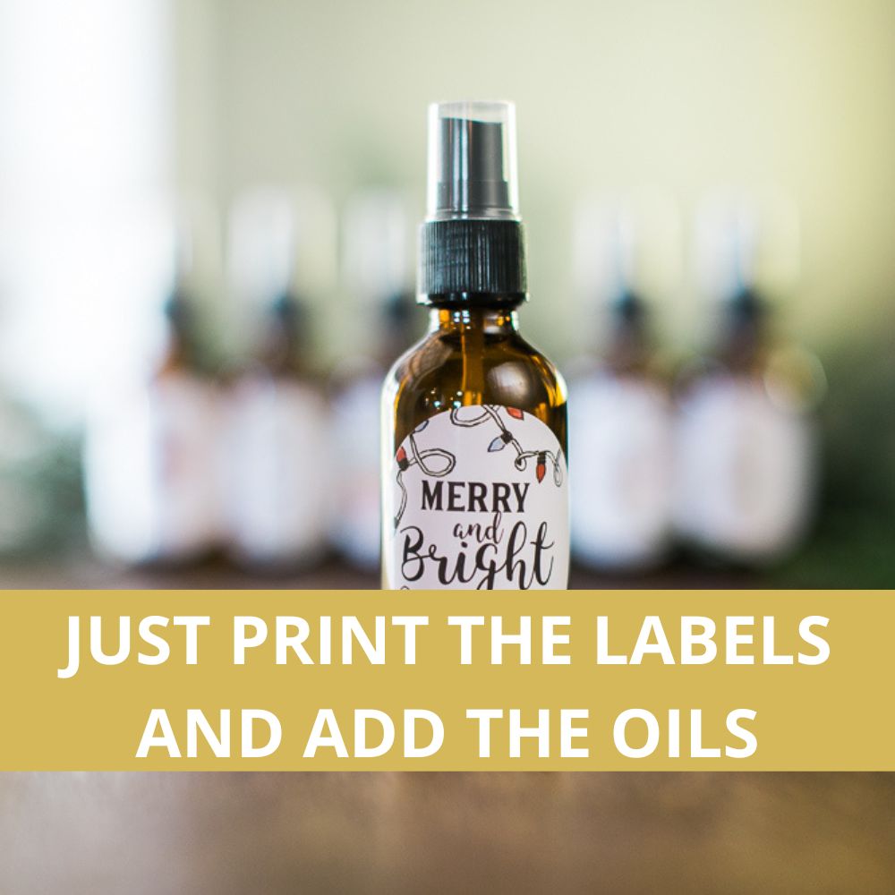 DIY Christmas Gift Room Spray Recipes and labels