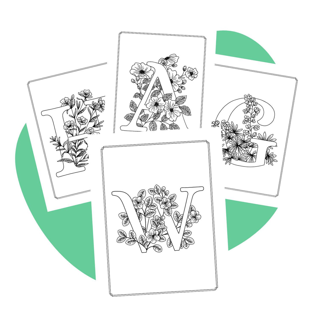 Floral ABC Coloring pages