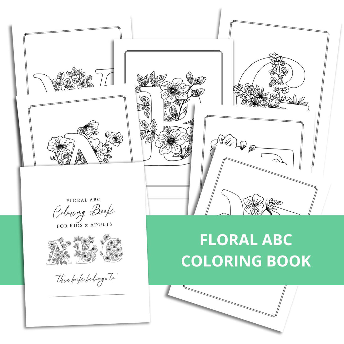 Floral ABC Coloring pages
