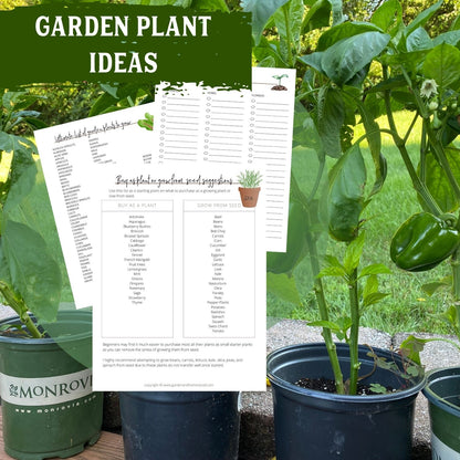 A photo of healthy pepper plants planted in containers on a backyard porch with the alt text: Discover what to grow in your garden and enjoy fresh, homegrown vegetables.