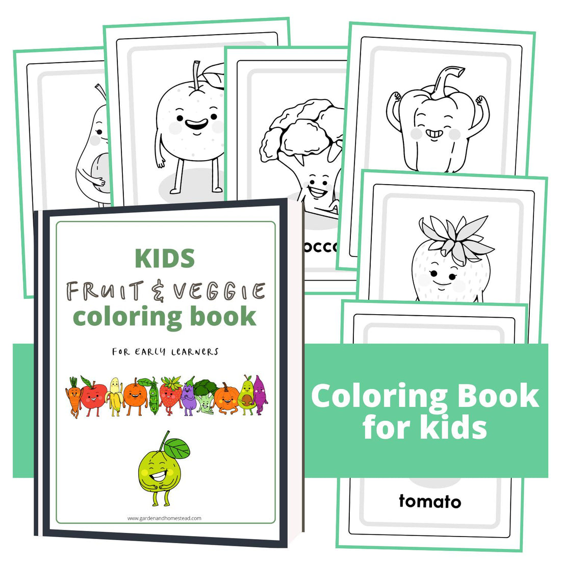 Early Learners Fruit and Veggie Printable Coloring Book