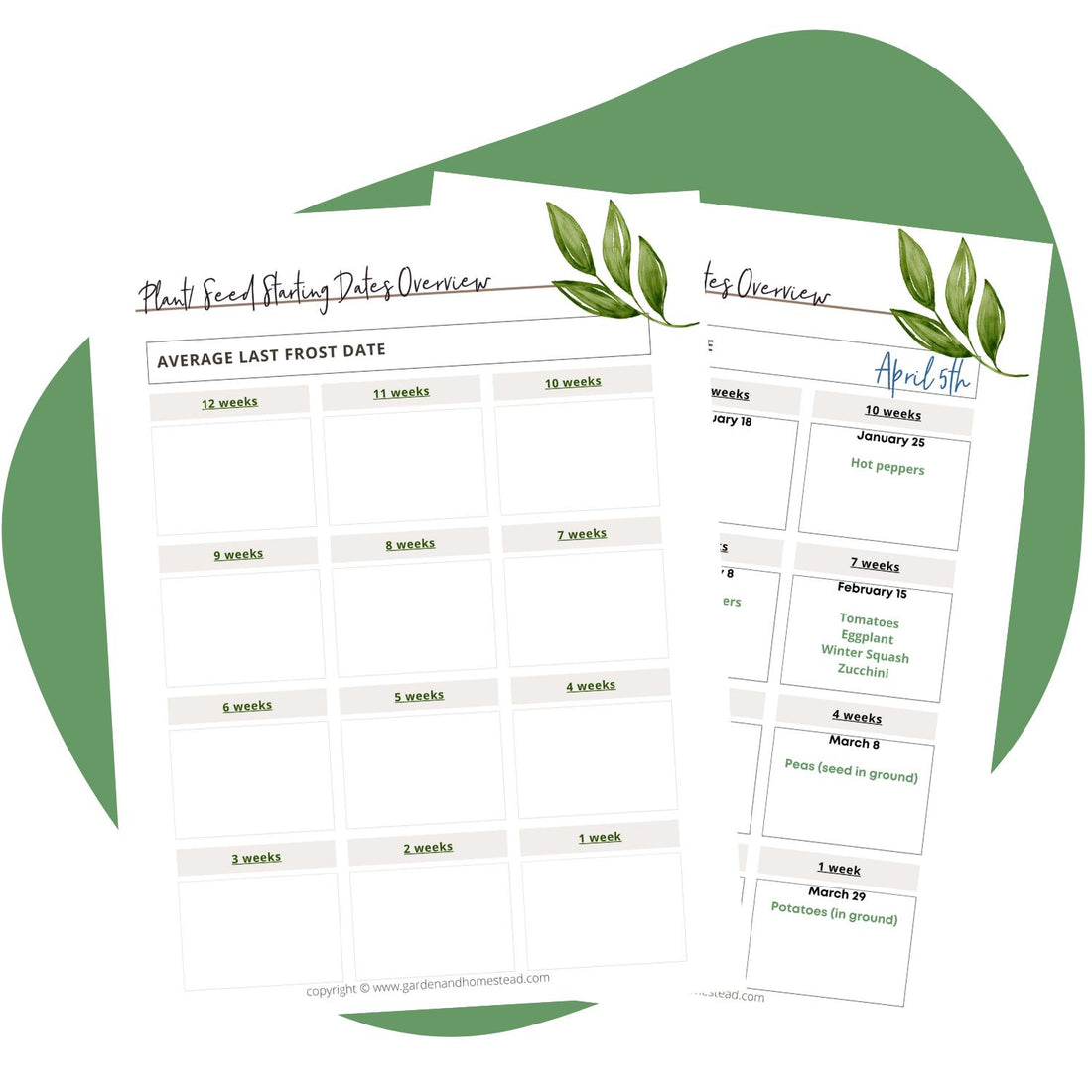 Simple Annual Seed starting Overview Planner